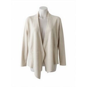 Eileen Fisher‎ Sweater Cardigan Womens Petite Small Beige Open Front Silk Blend